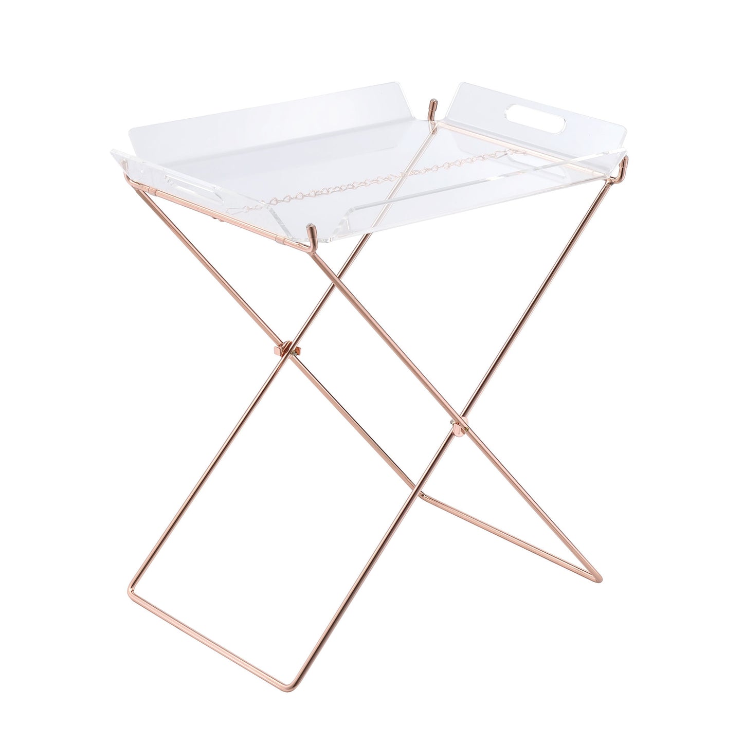 Clear and Copper Tray Table with Removable Tray
