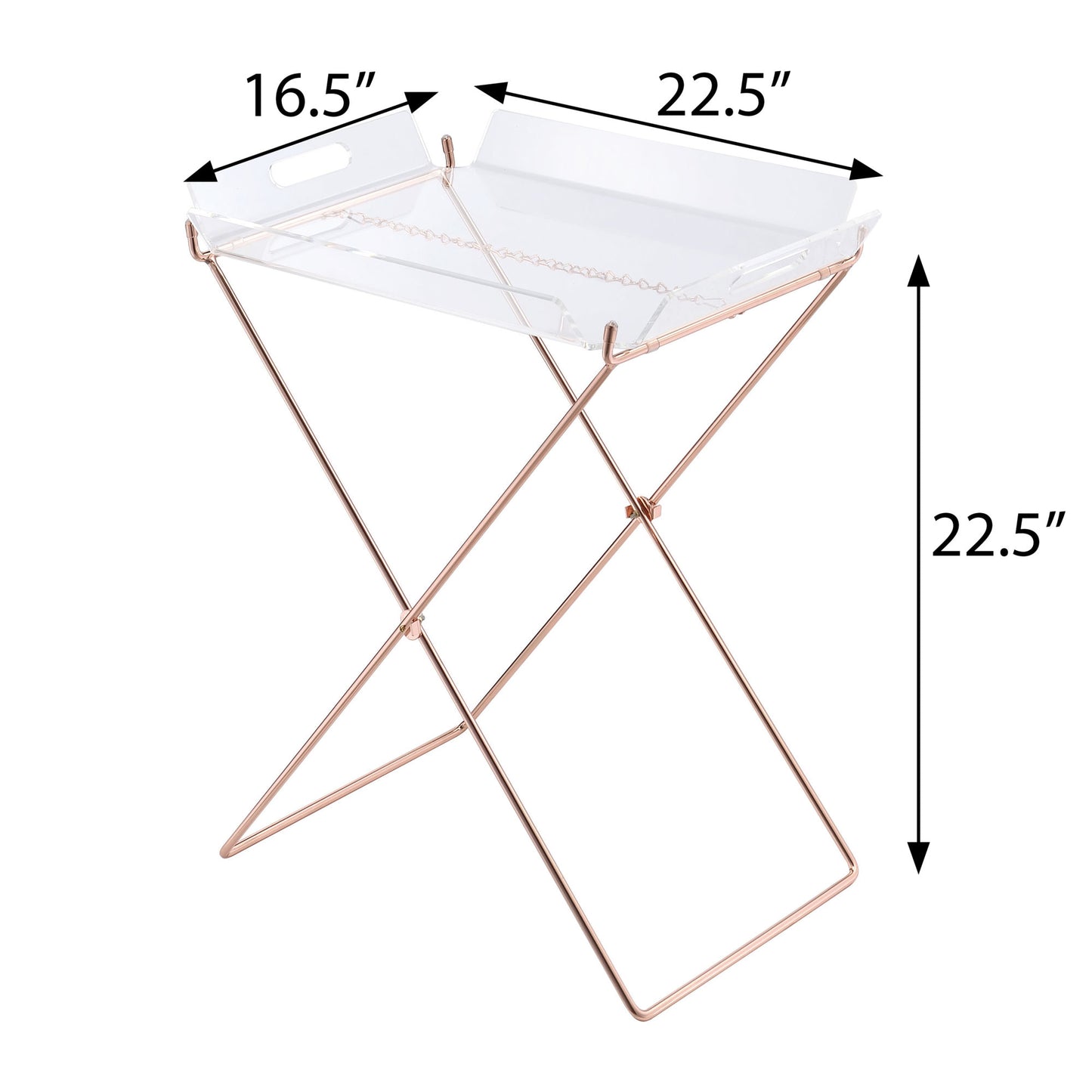 Clear and Copper Tray Table with Removable Tray